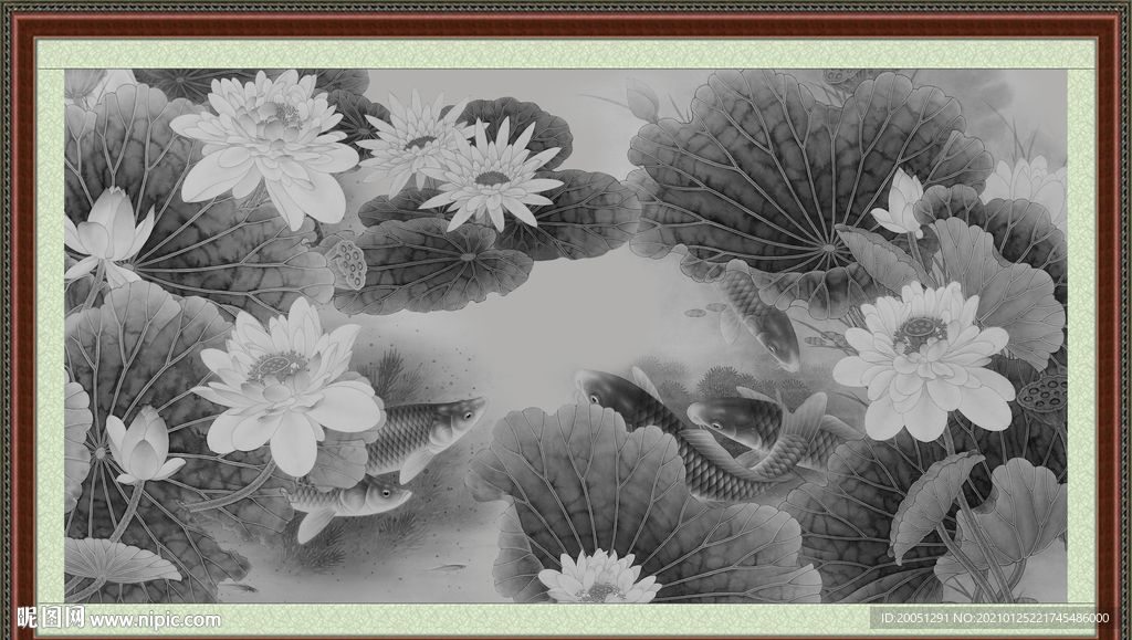 荷花国画