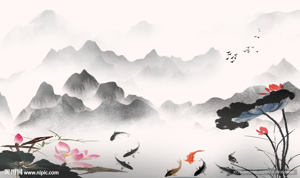 水墨山水背景墙