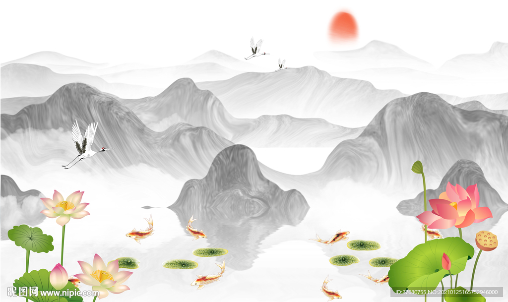 水墨山水背景墙