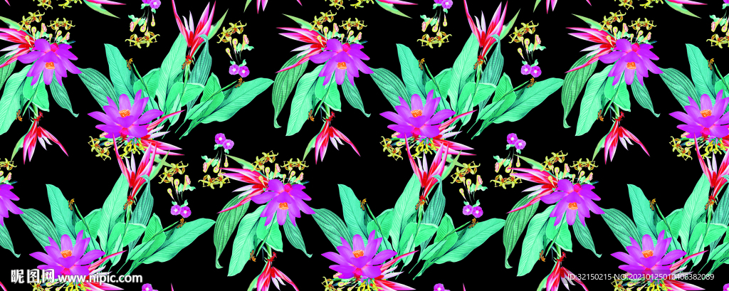 黑底叶子粉花