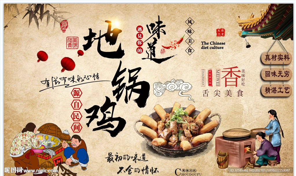 地锅鸡背景墙