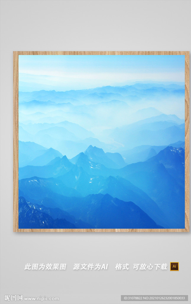 淡色新中式山水风景