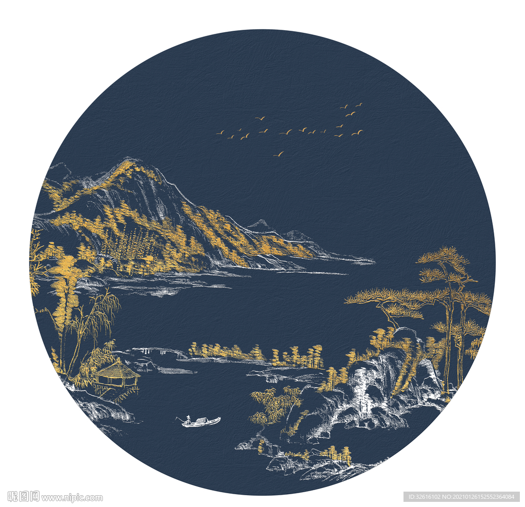 深色圆形装饰画