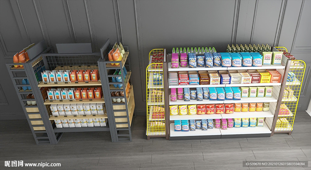 超市货架效果图