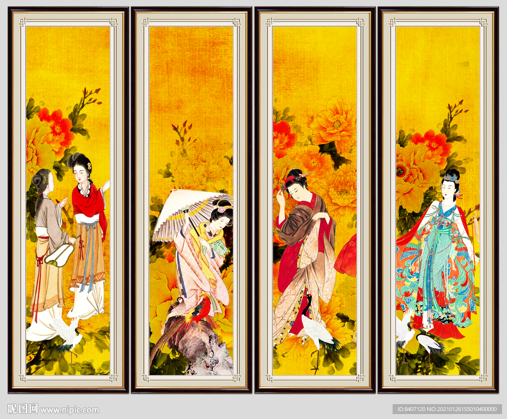 仕女图屏风