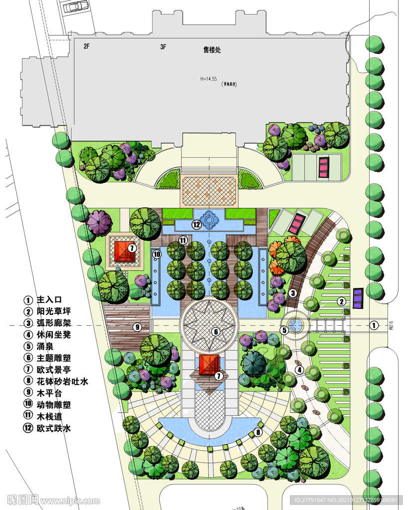 手绘风格小区景观设计平面图