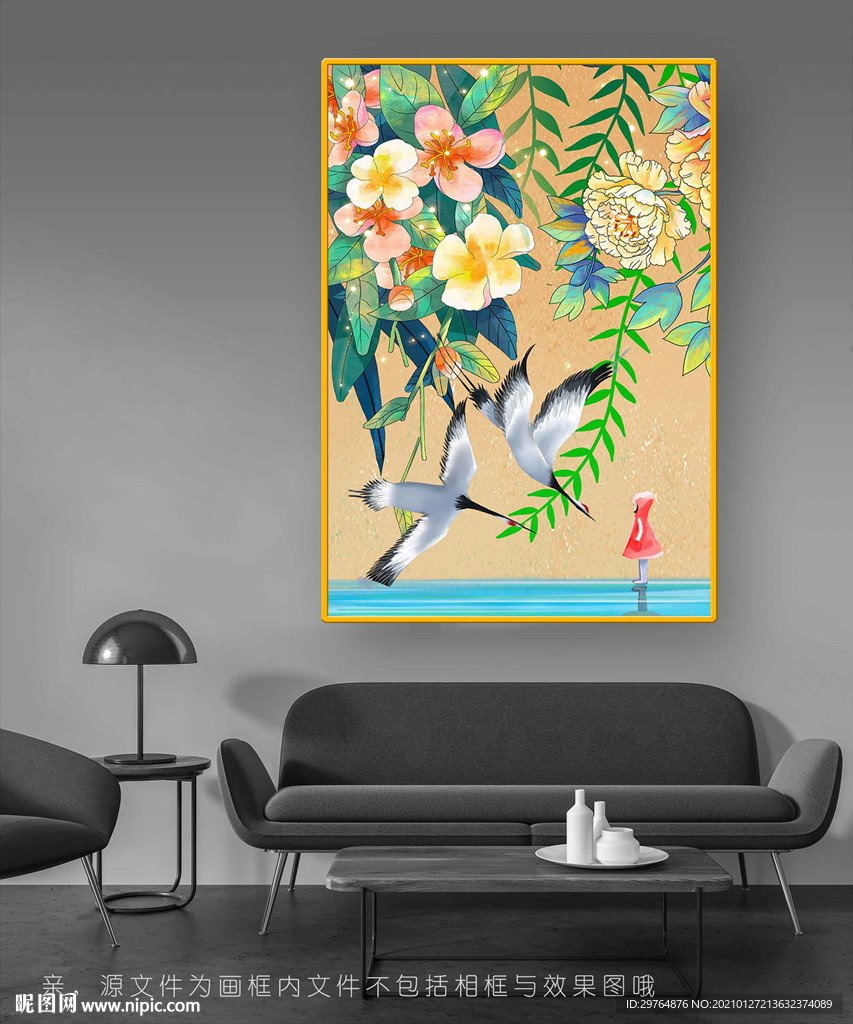 美丽插画花朵挂画