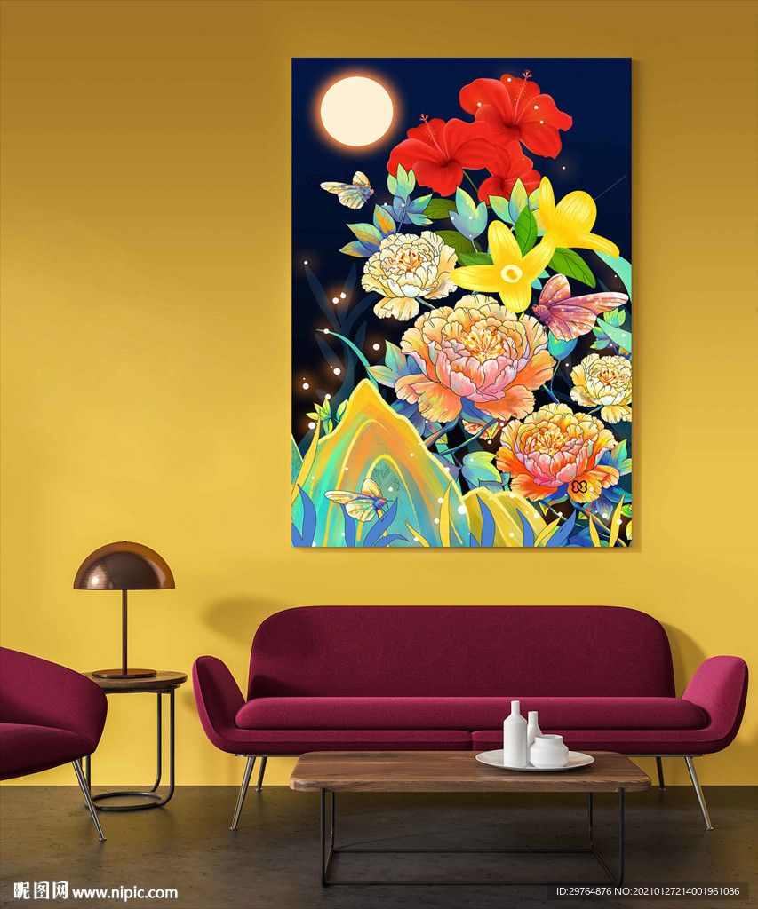 美丽插画花朵挂画