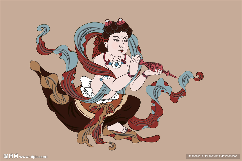 敦煌莫高窟3窟元代净瓶飞天