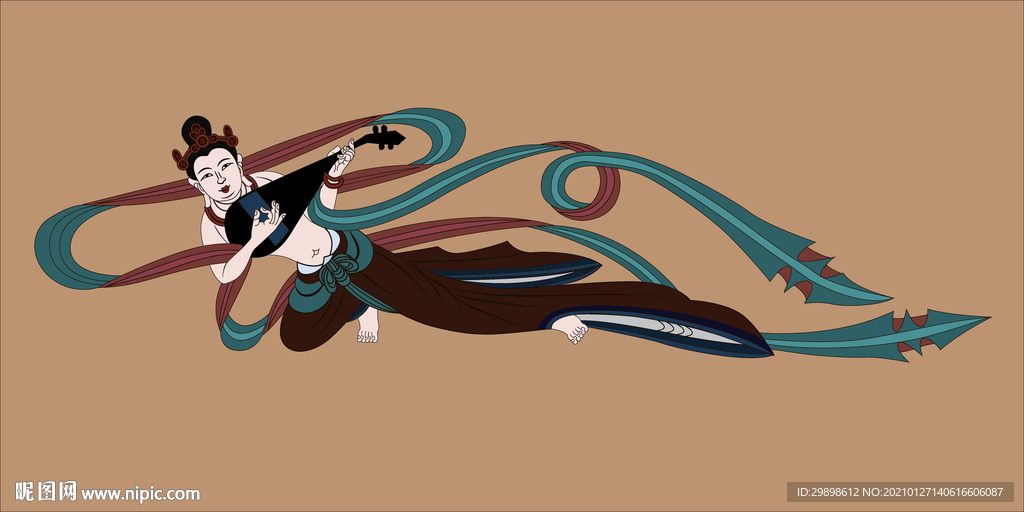 敦煌莫高窟壁画61窟五代飞天