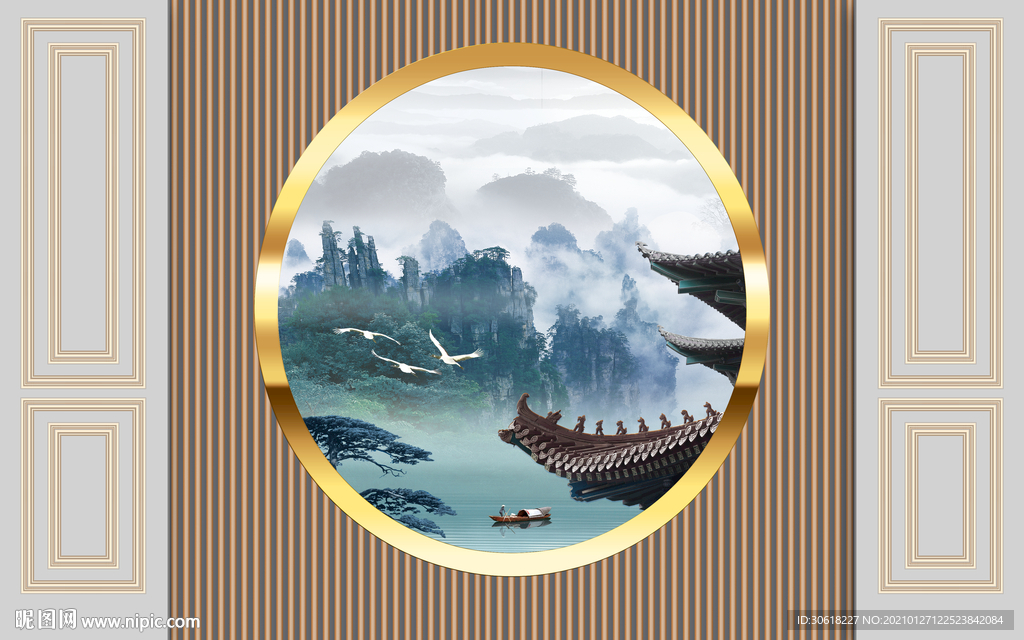 新中式背景墙