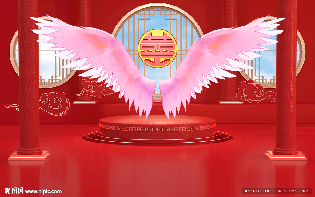 网红翅膀北欧背景墙