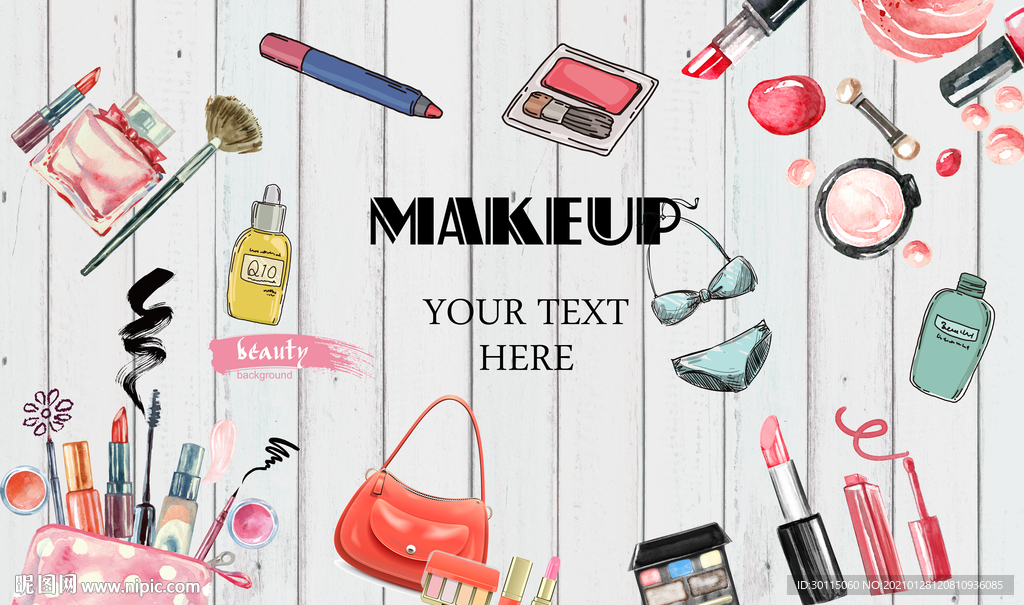 美妆店工装背景墙