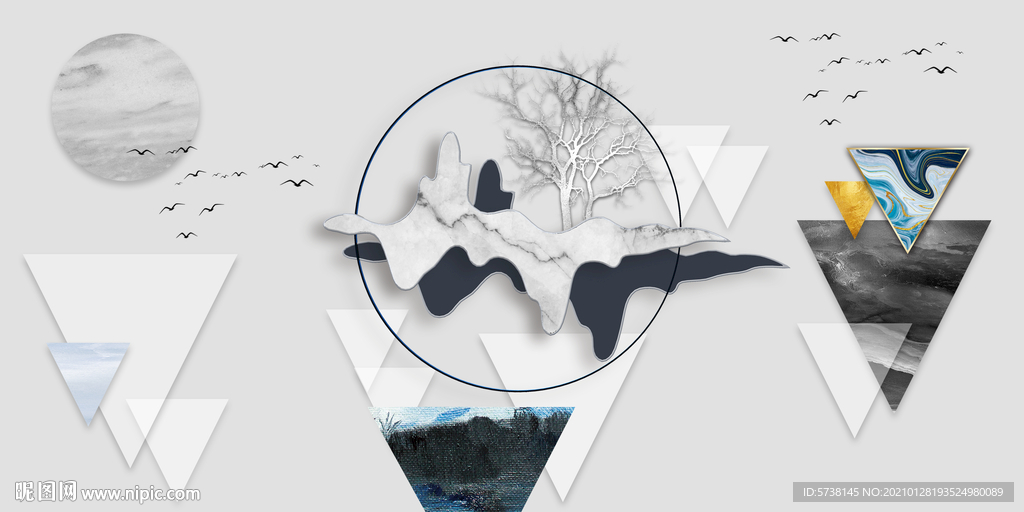 北欧创意线条玄关装饰画底纹素材