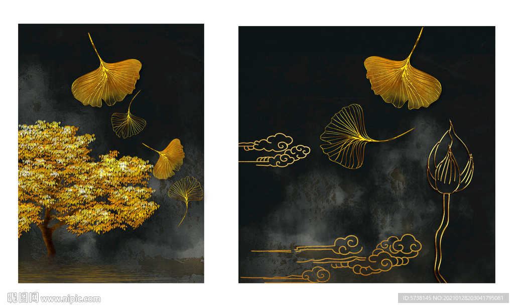 装饰画对画轻奢玄关电视背景墙底