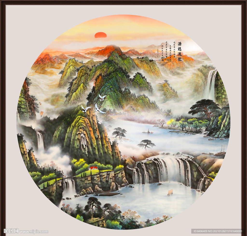 圆形山水画