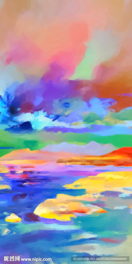 玄关抽象画风景壁画