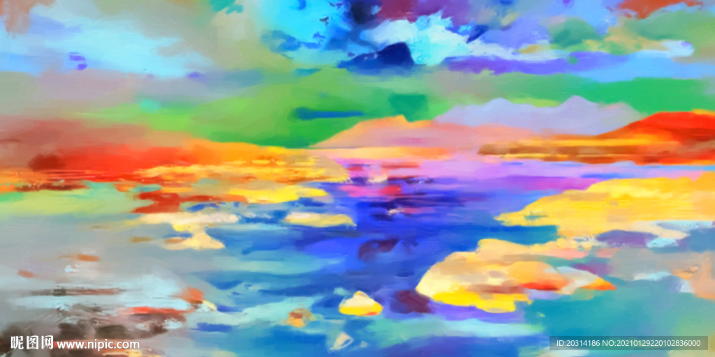 写意风景海景抽象画