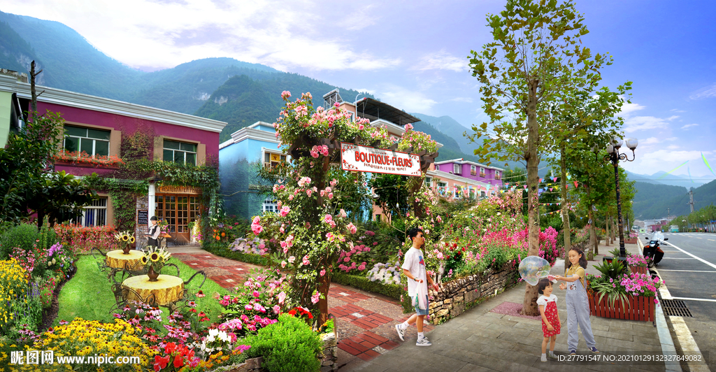 美丽乡村花境设计效果图