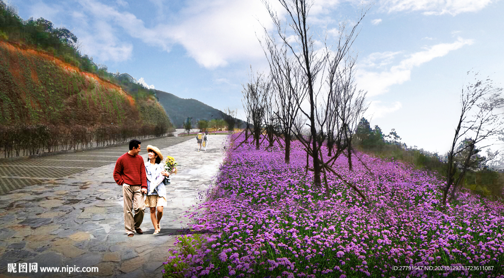 道路花海景观设计效果图