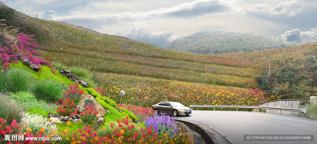 乡村花境景观设计效果图