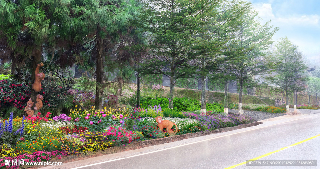 乡村花境景观设计效果图