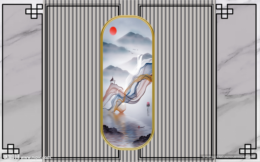 新中式背景墙