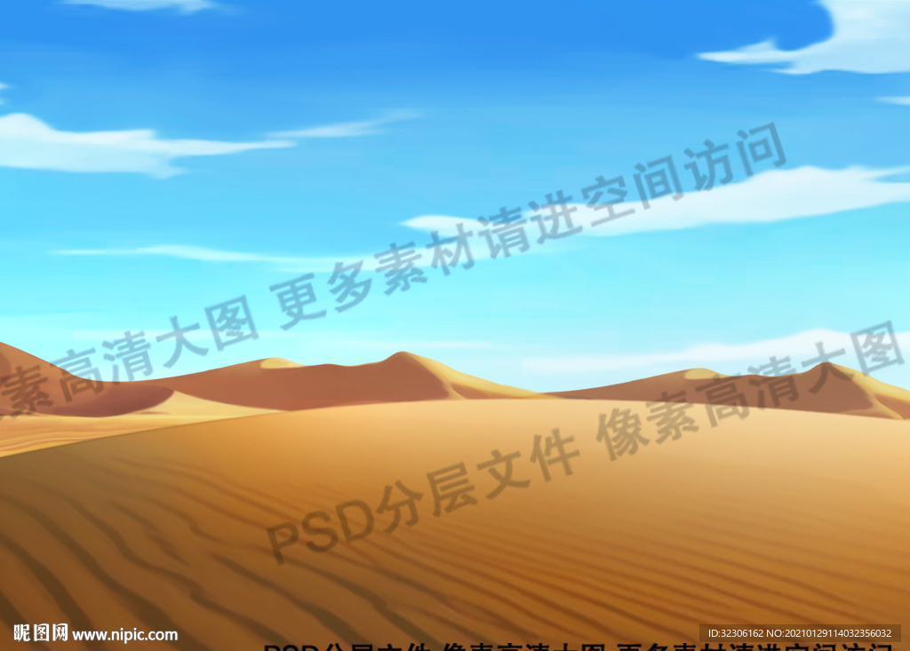 手绘沙漠风景