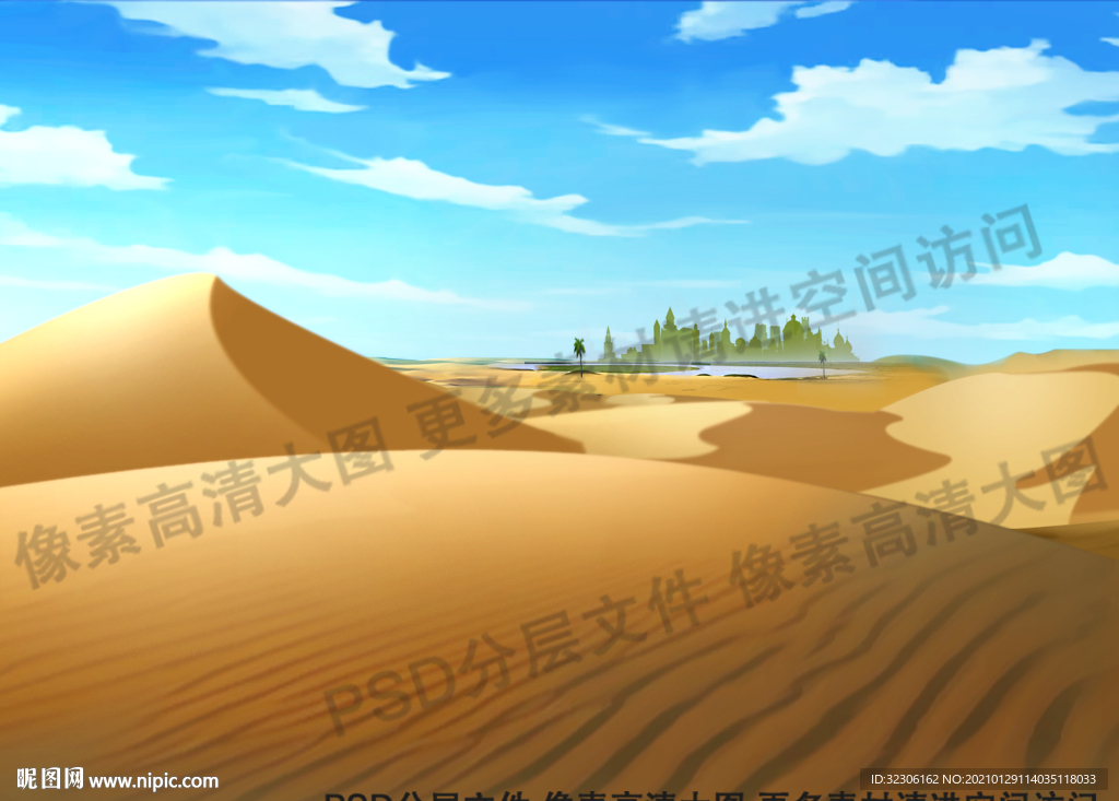 手绘沙漠风景