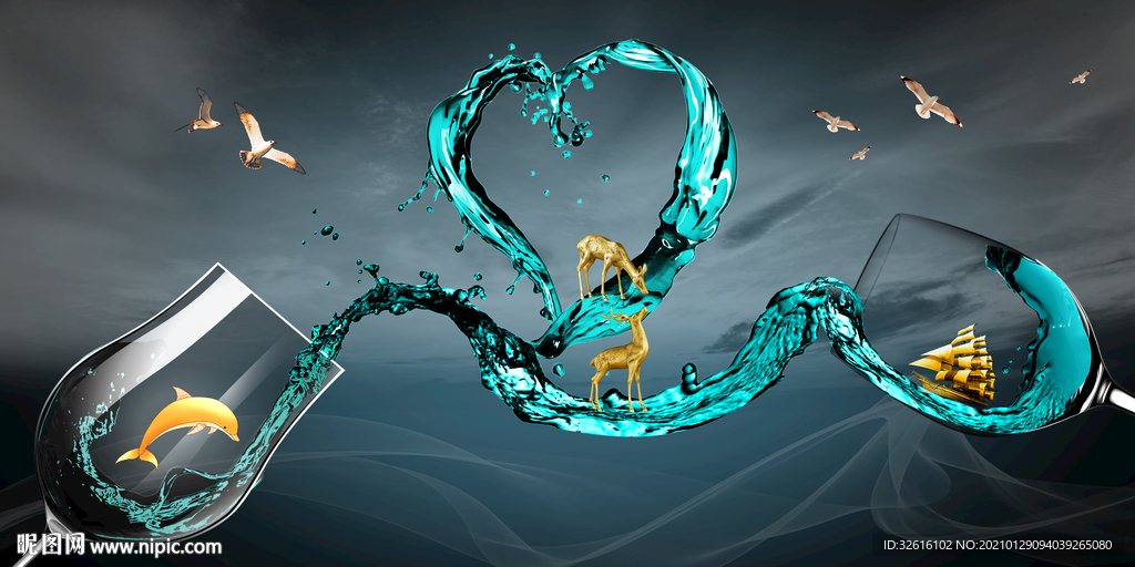 蓝色高脚杯玄关