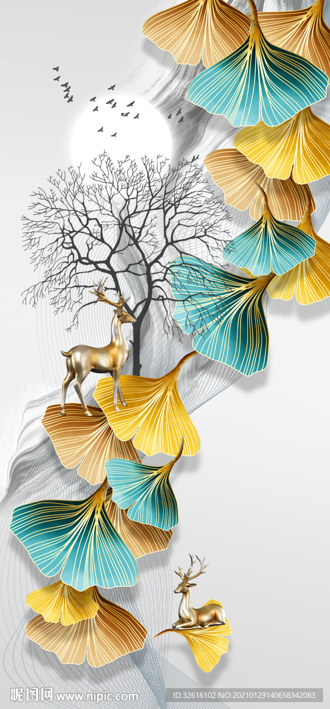 银杏叶麋鹿玄关