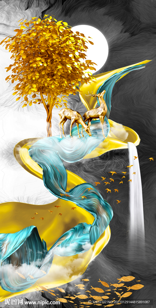 麋鹿晶瓷画