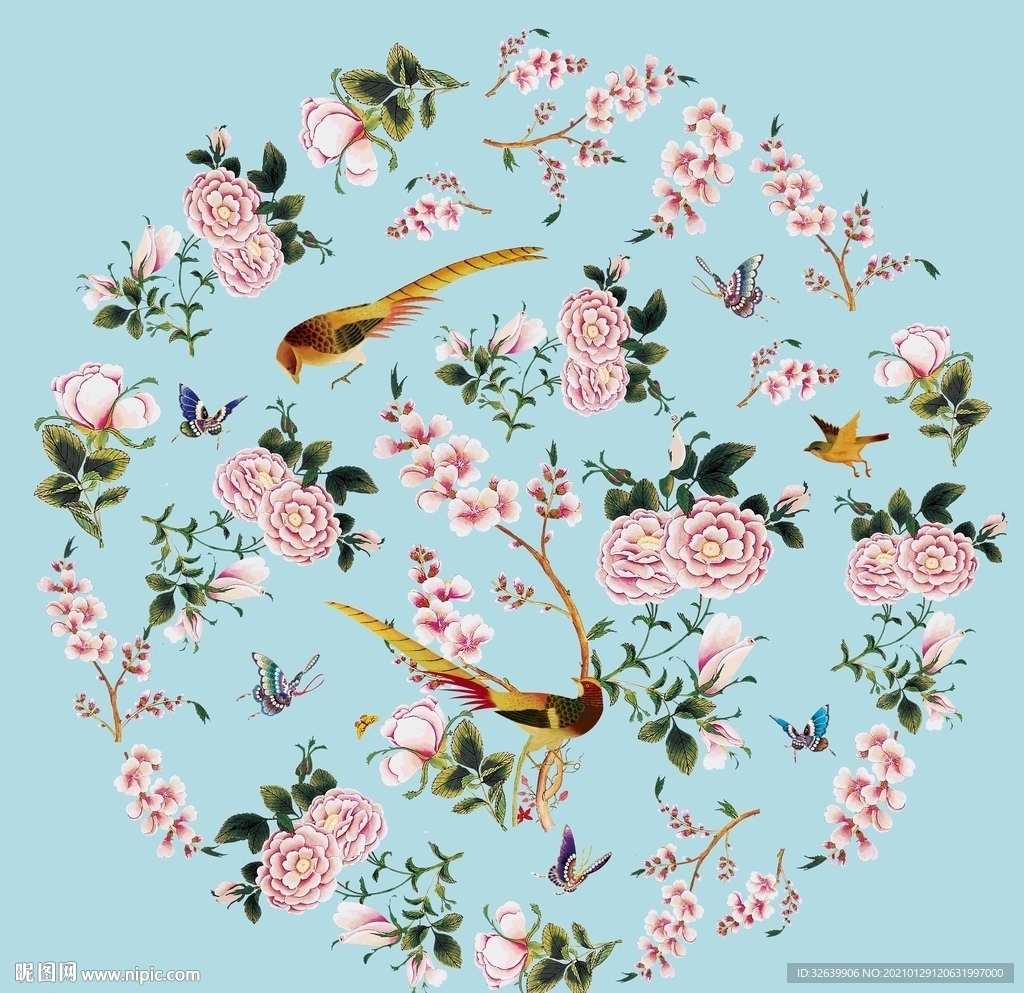 花鸟团花
