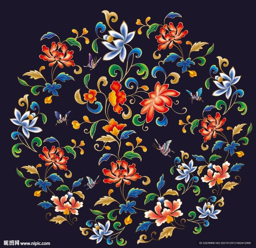 花鸟团花
