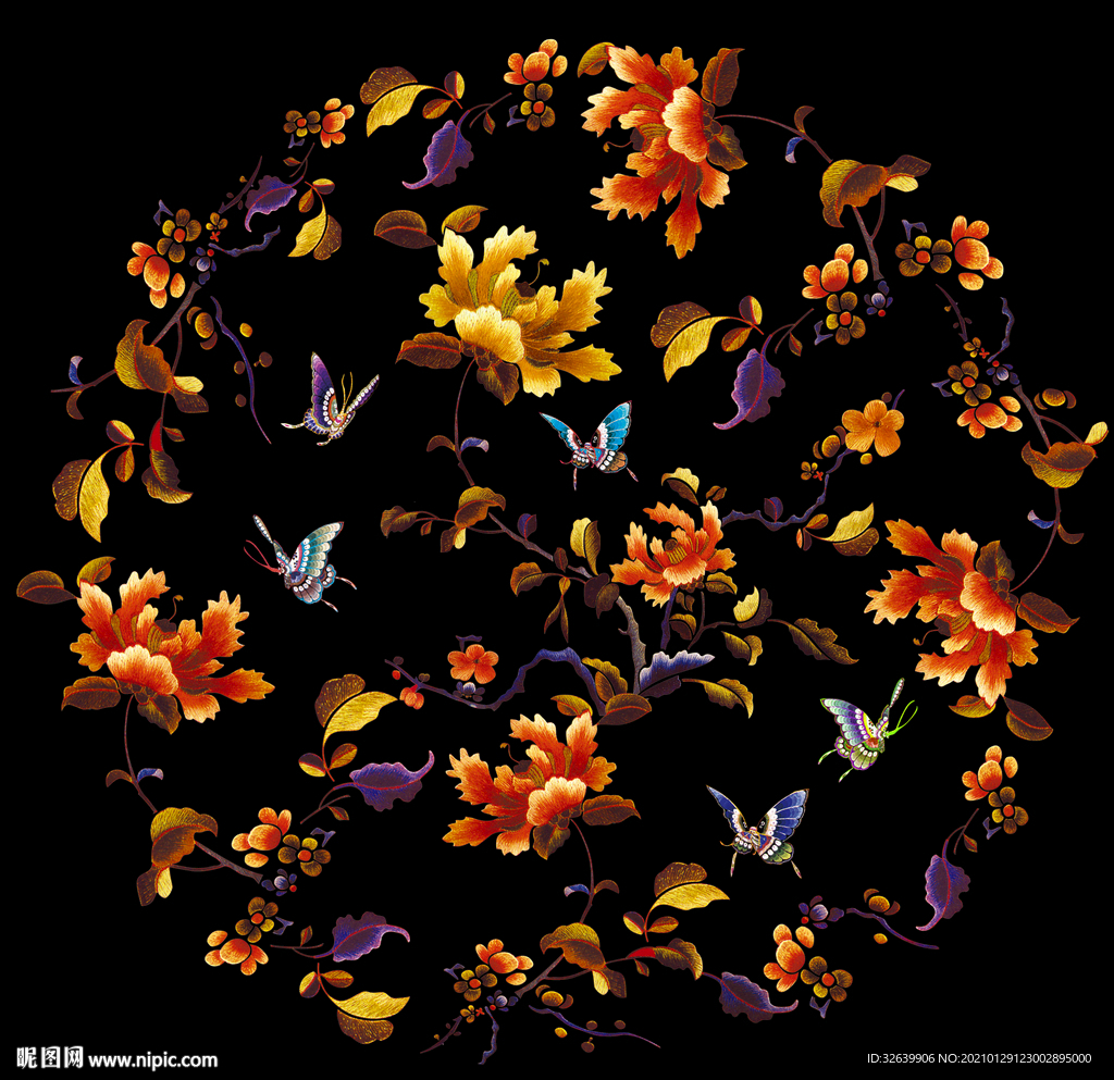 花鸟团花