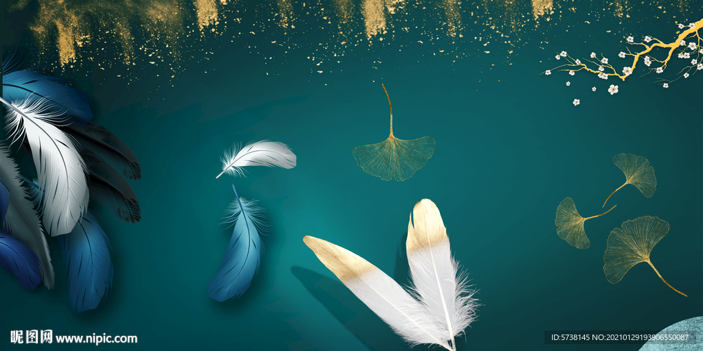 彩色羽毛北欧装饰画电视背景墙玄