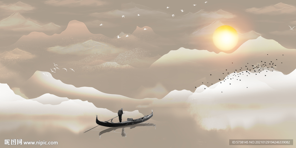 抽象山水装饰画电视背景墙素材底