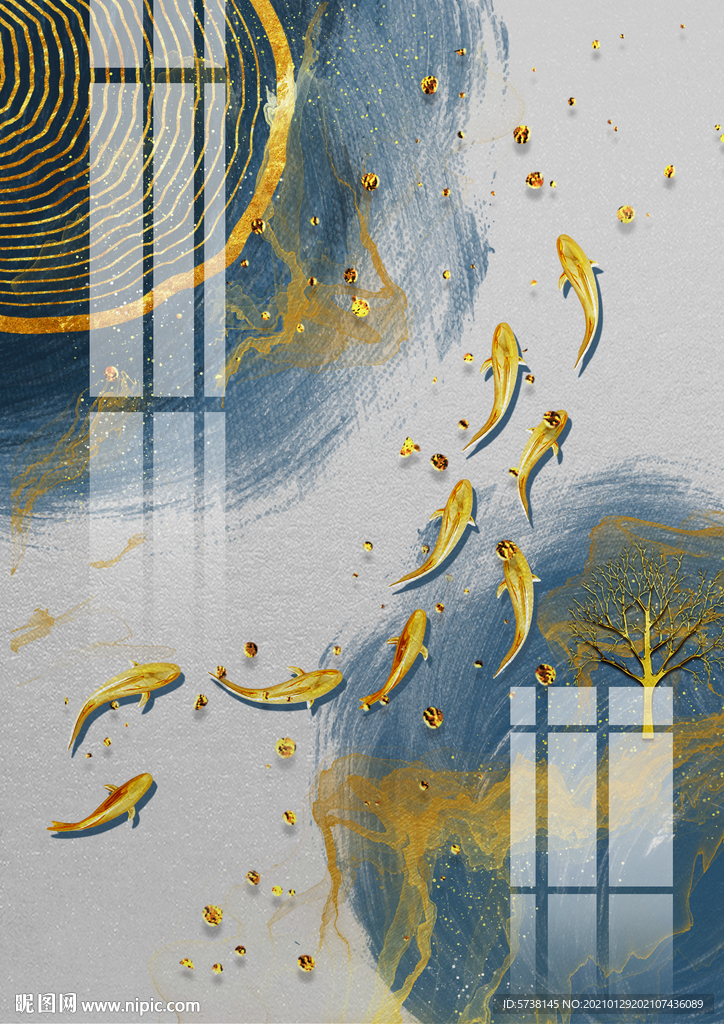 新中式轻奢水墨玄关电视背景墙底