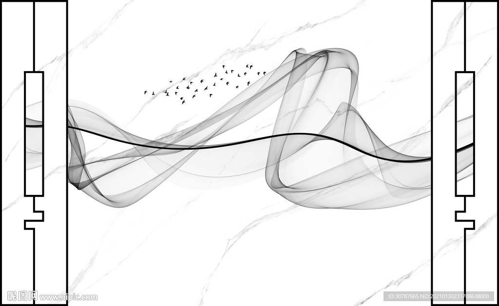 护墙板抽象线条大理石纹背景墙