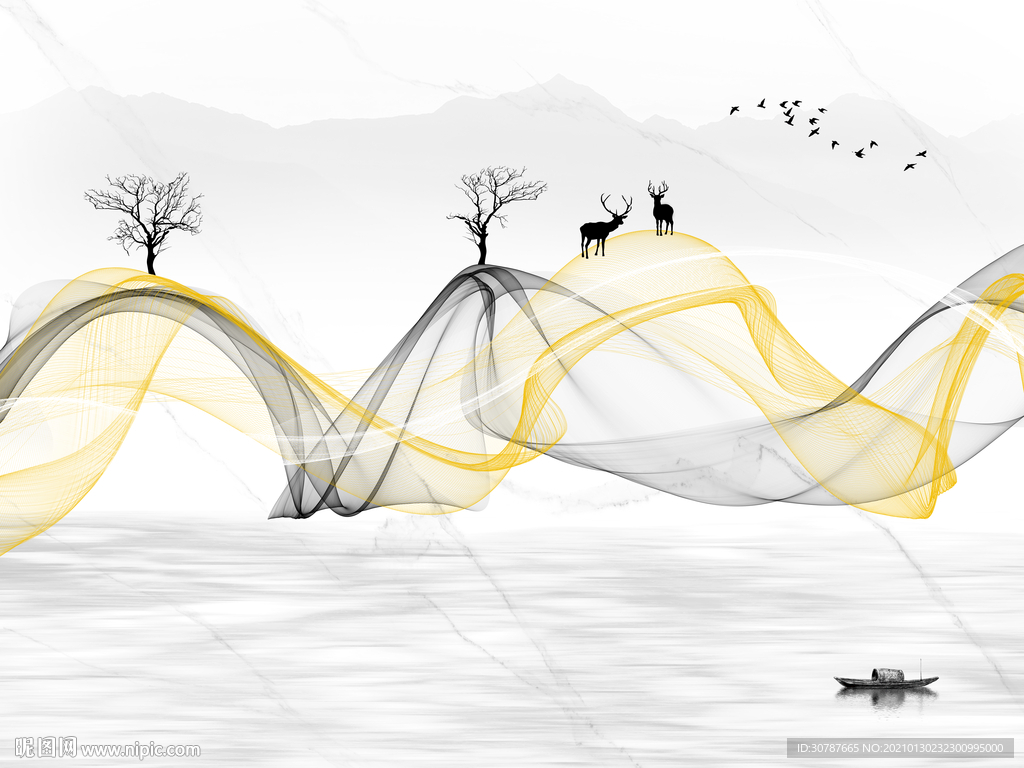 抽象线条大理石纹背景墙