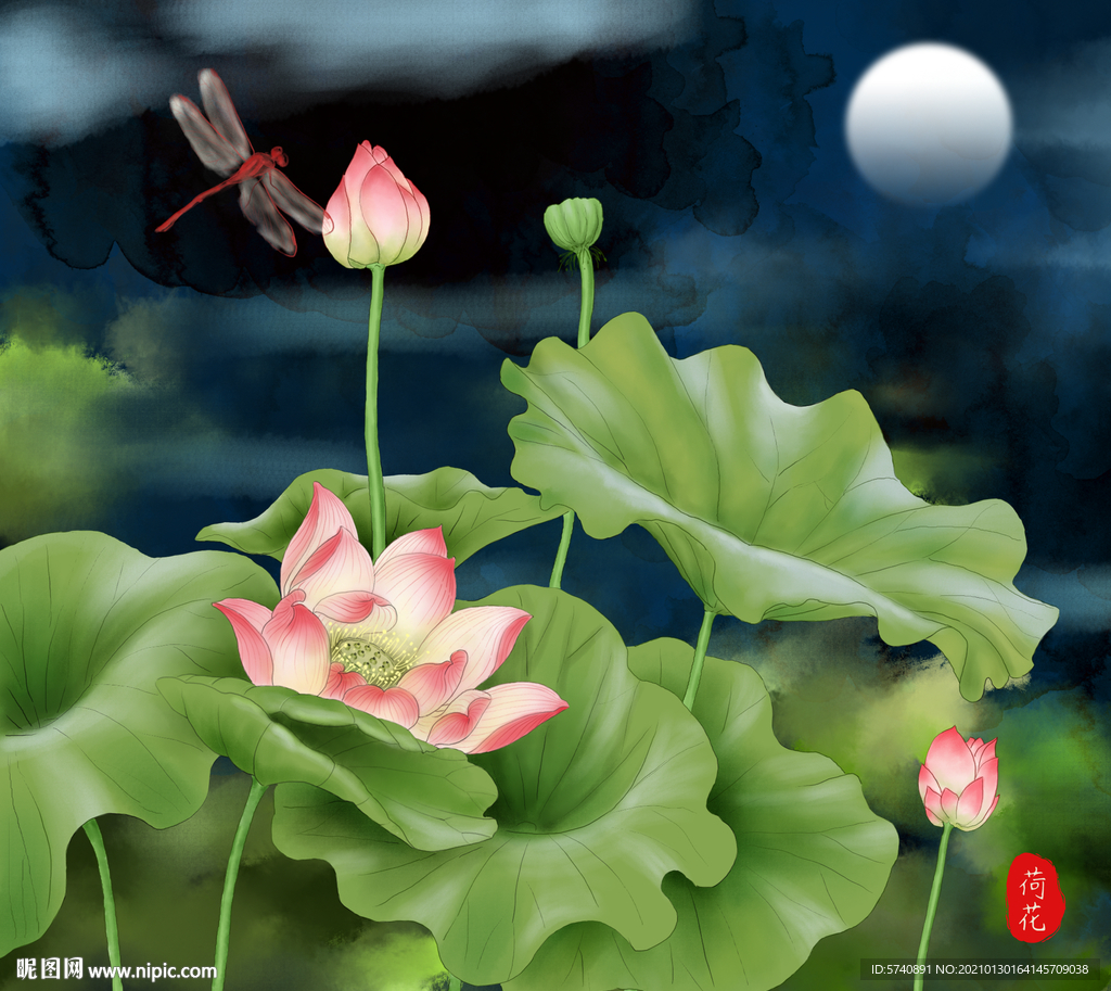 荷花装饰画