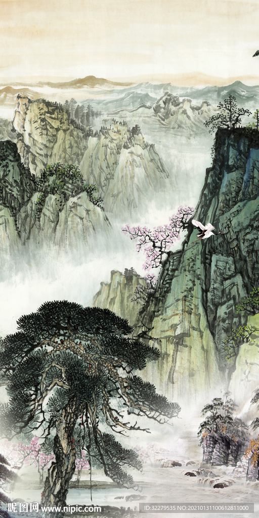 古风中式新玄关画 文件分层画