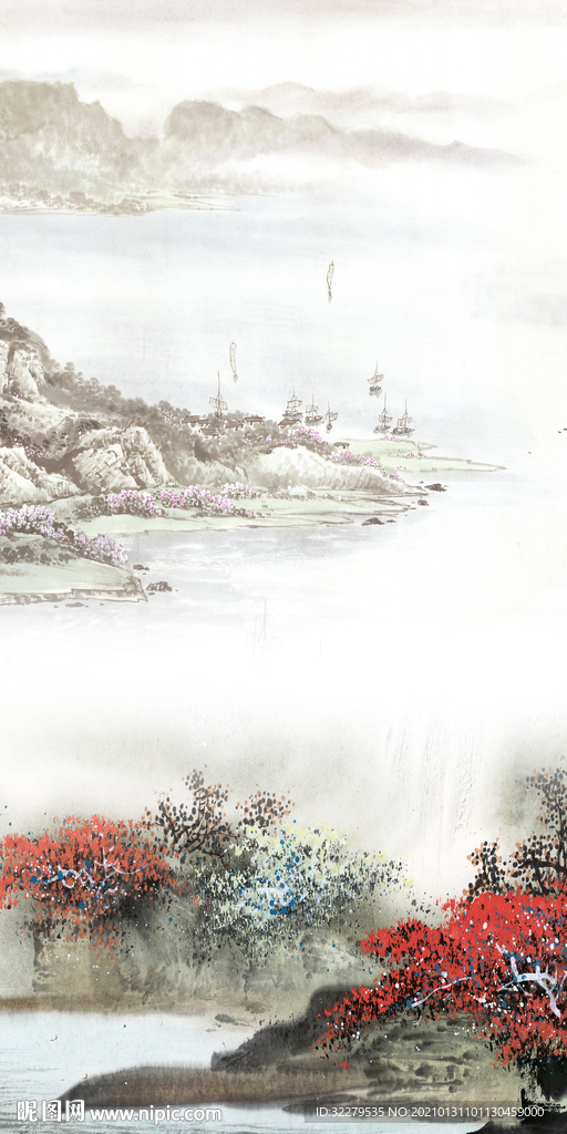 新中式人气新玄关画 文件分层画