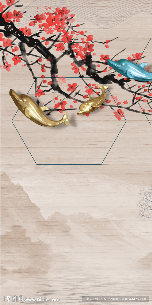 最新中式新玄关画 文件分层画