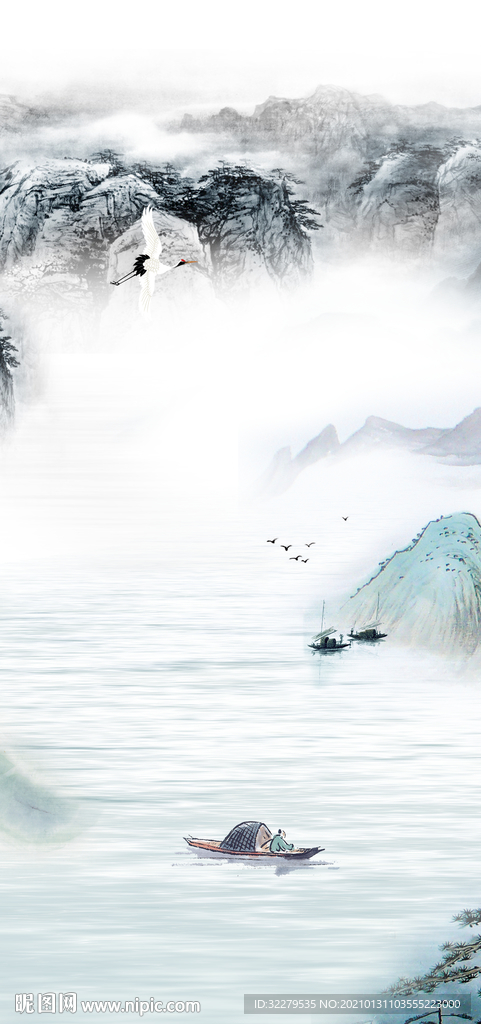 高端中式新玄关画 文件分层画