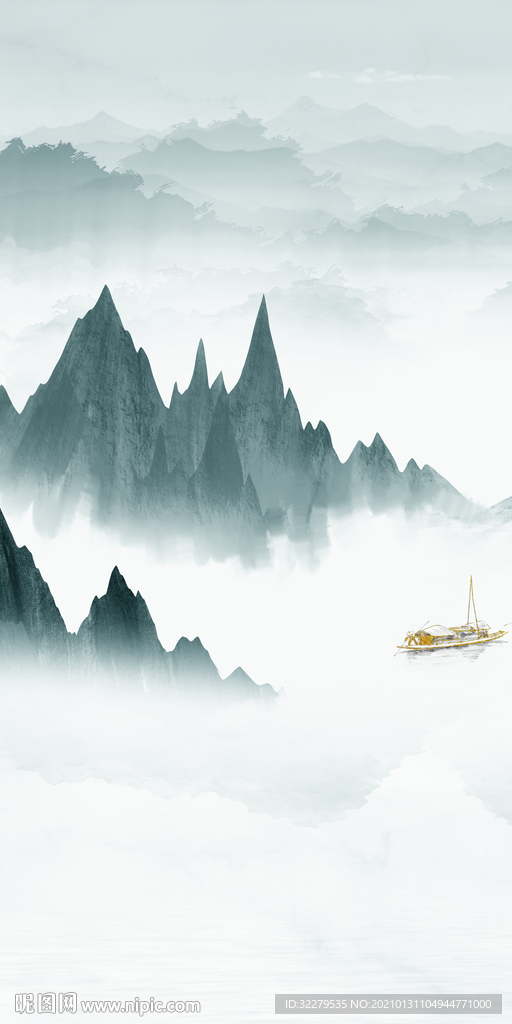 大气 中式新玄关画 文件分层画