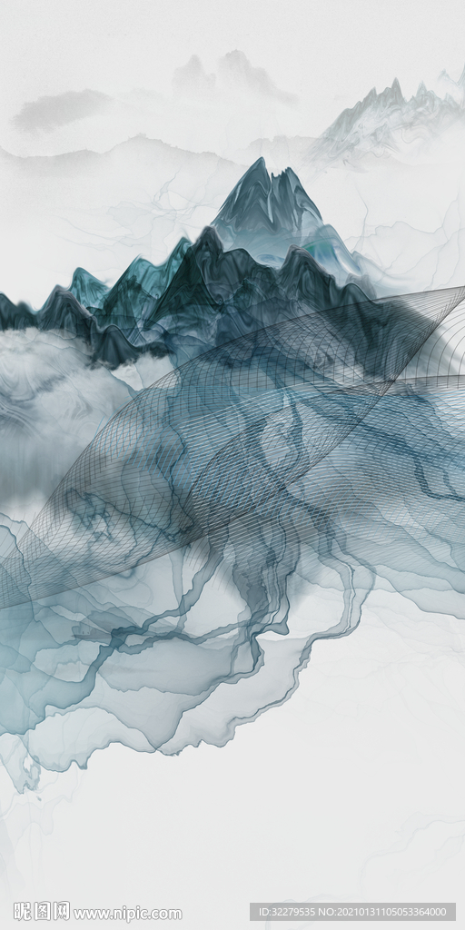 现代 中式新玄关画 文件分层画