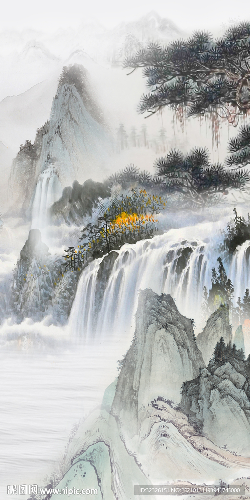 中国风玄关中式画 TIF分层