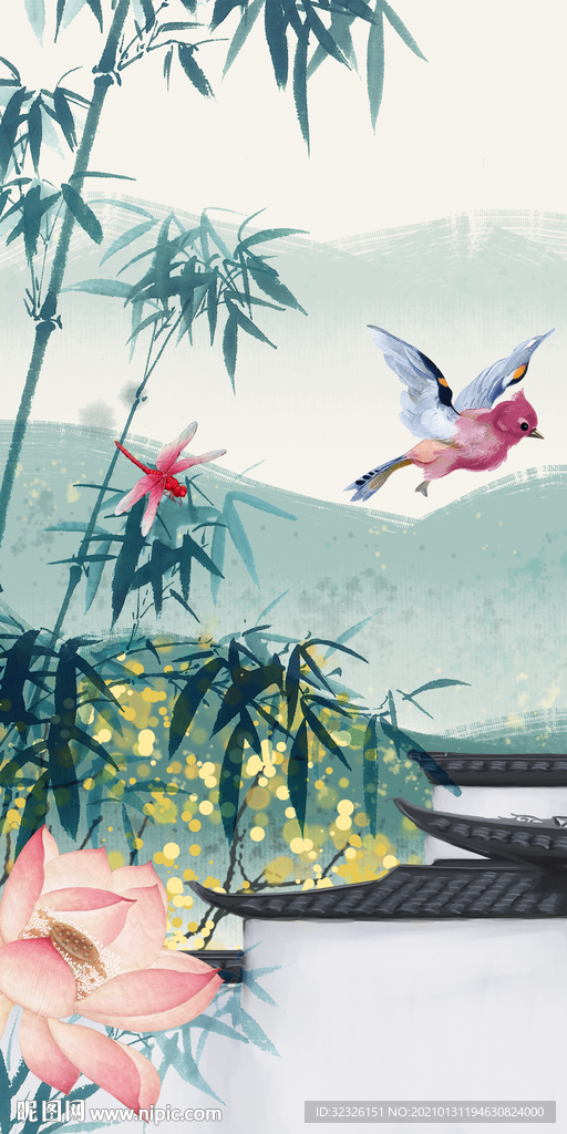 花鸟高档玄关画 TIF分层