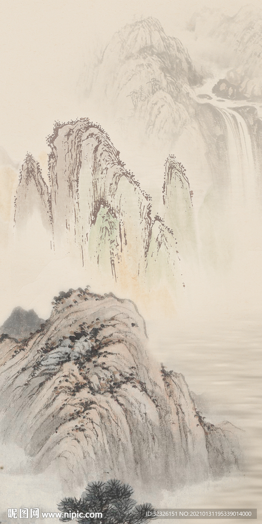 国画 简约玄关画 TIF分层